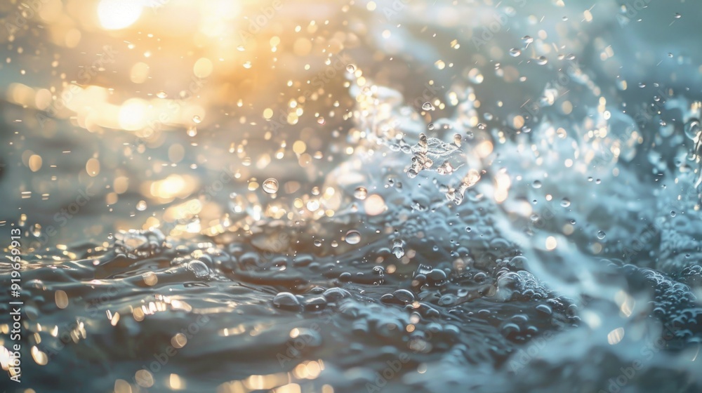 Peaceful ocean scene at sunset with droplets of water in the air reflecting light. Microstock photography. Peaceful ocean scene at sunset with droplets of water in the air reflecting light. Microstock photography.