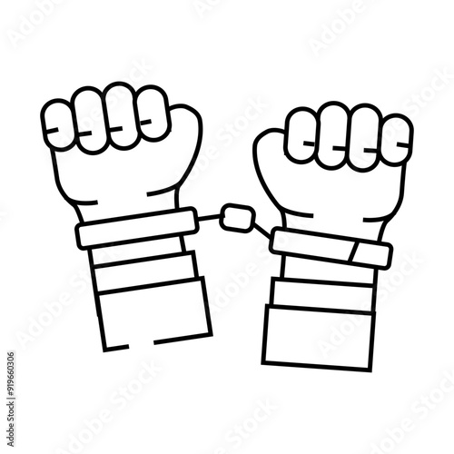 handcuffed hands crime line icon vector. handcuffed hands crime sign. isolated contour symbol black illustration