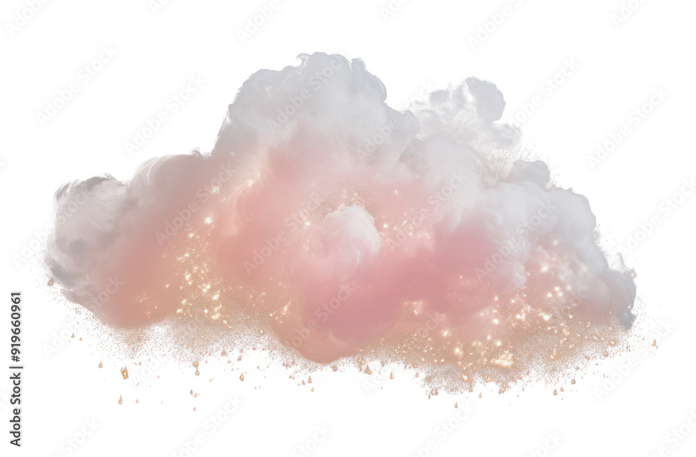 Obraz premium PNG photo of a pastel *pink cloud with a sparkle* isolated on black background --ar 3:2 --v 5.2
