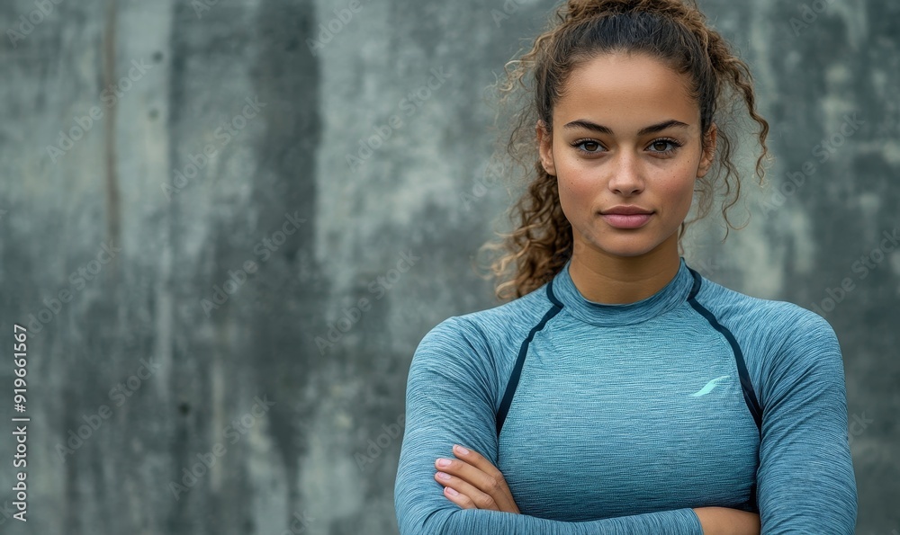 Confident female athlete ready for running, Generative AI Confident female athlete ready for running, Generative AI