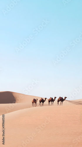 "Minimalist Photography of Sand Dunes and Camels"