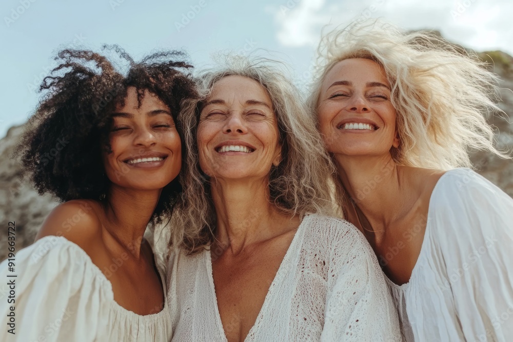 Carefree women embracing their aging bodies, Generative AI Carefree women embracing their aging bodies, Generative AI