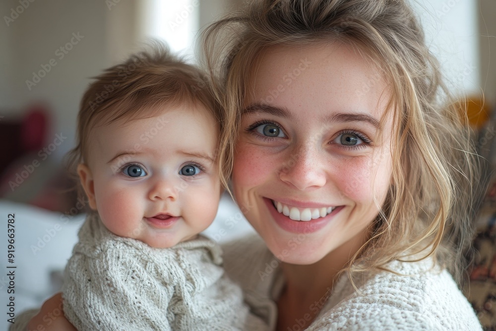 Millennial mom taking a selfie with her adorable baby, Generative AI Millennial mom taking a selfie with her adorable baby, Generative AI