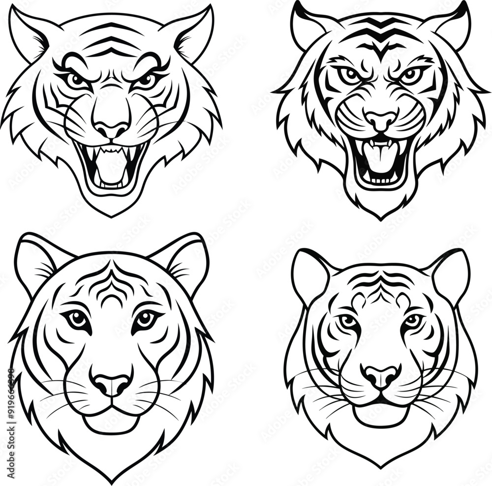 tiger line art coloring page design template tiger line art coloring page design template