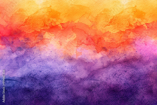 Wallpaper Mural Abstract watercolor landscape with vibrant sunset hues transitioning from purple to orange. Torontodigital.ca