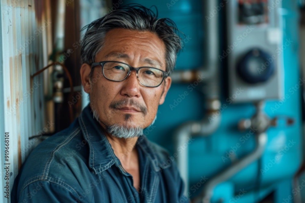 Obraz premium Portrait of a middle aged male plumber
