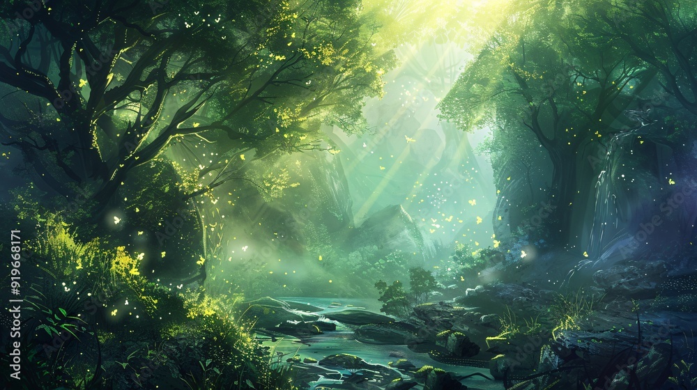 Obraz premium A river runs through the forest 