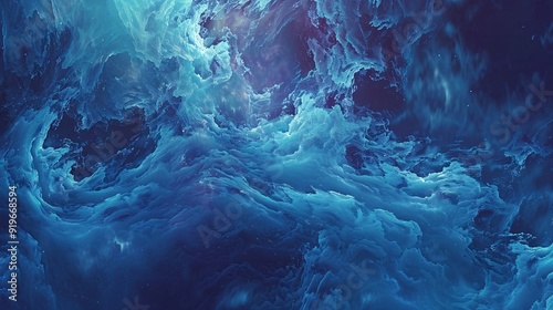 A tumultuous blue ocean with numerous waves