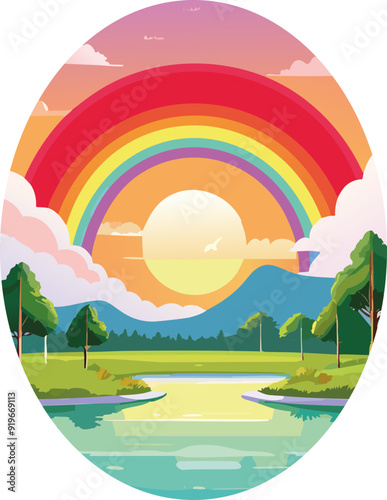 Arcoiris y atardecer 