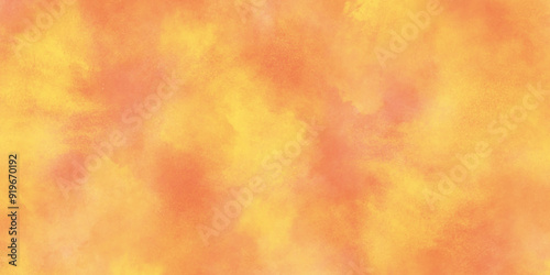 Colorful and bright orange watercolor background texture with grunge watercolor splashes, Abstract bright and shinny soft color texture, Multicolored splashed watercolor background with stains.