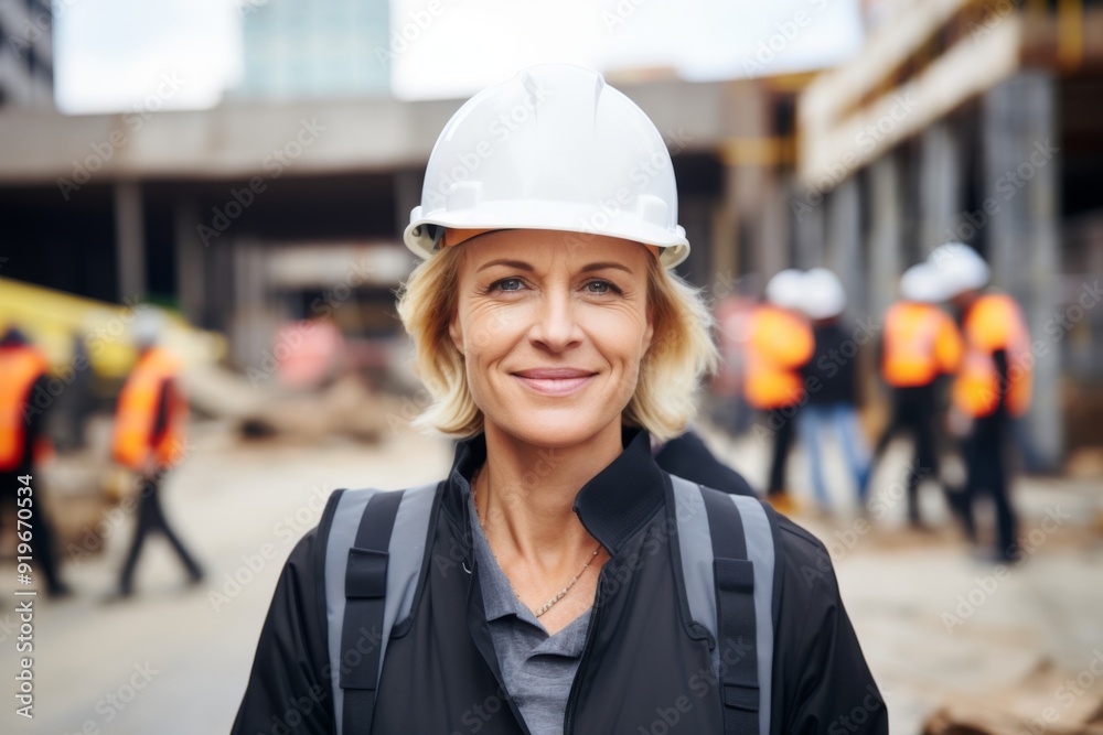 Portrait of a middle aged businesswoman on construction site