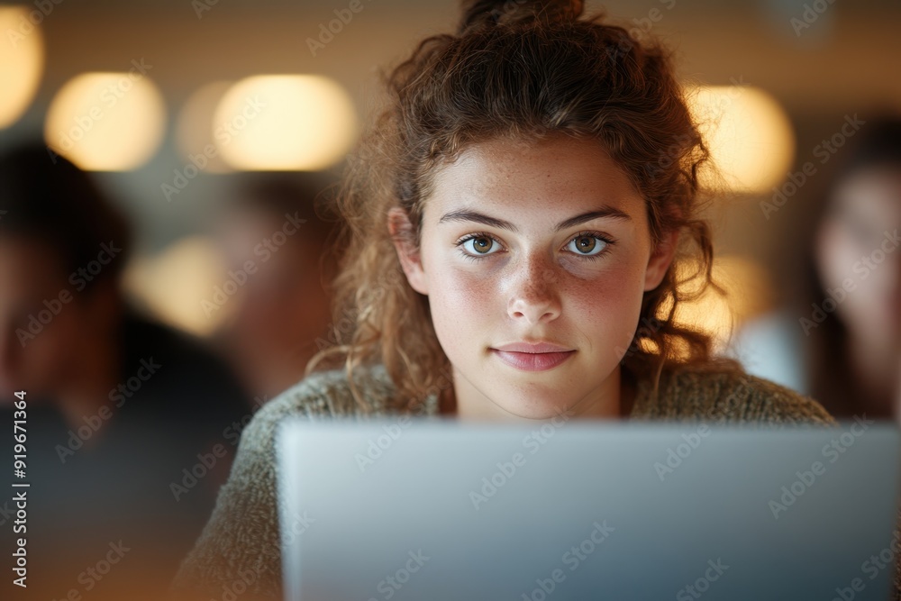 Motivated Student Typing on Laptop During Study Group Session Motivated Student Typing on Laptop During Study Group Session
