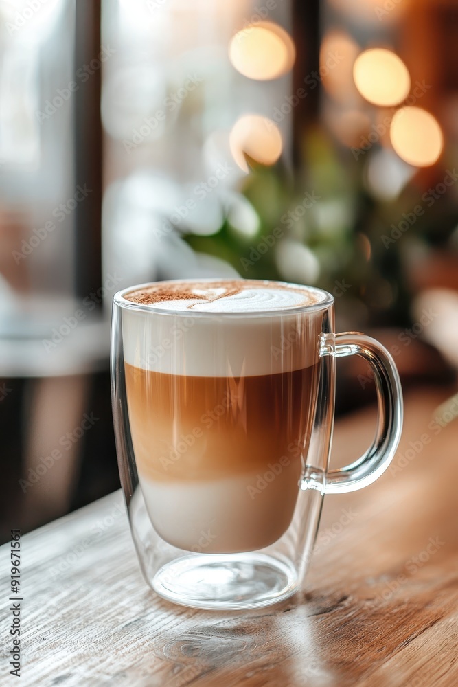 Latte coffee in a transparent glass cup Latte coffee in a transparent glass cup