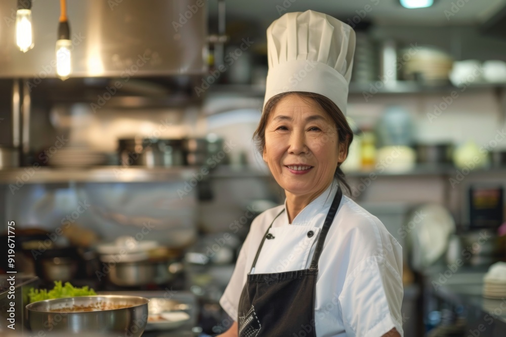 Portrait of a middle aged female Asian chef Portrait of a middle aged female Asian chef