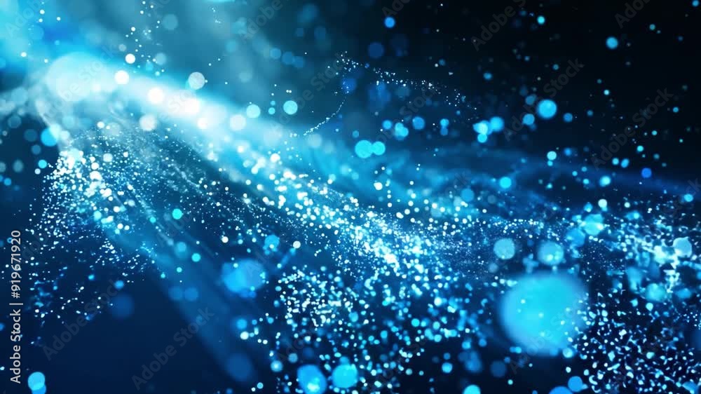 Bright blue particles scatter elegantly through the dark, creating a mesmerizing effect reminiscent of a cosmic atmosphere Bright blue particles scatter elegantly through the dark, creating a mesmerizing effect reminiscent of a cosmic atmosphere