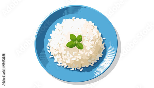 White rice in a blue bowl