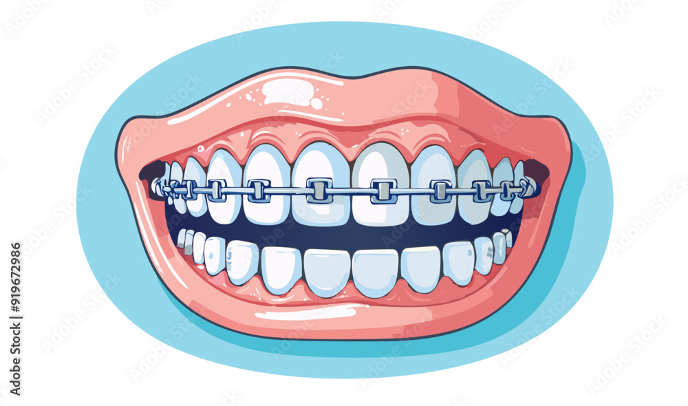 Teeth with braces; dentist concept Teeth with braces; dentist concept