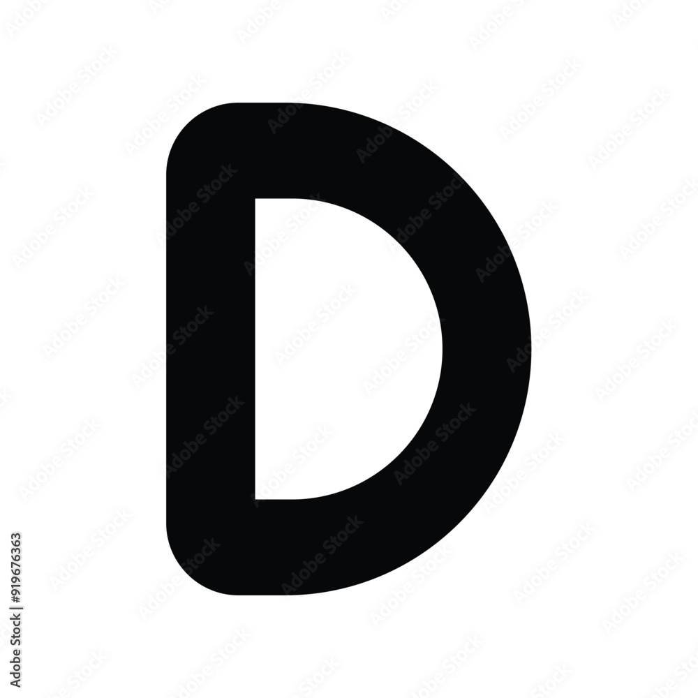 D icon glyph with white background vector stock illustration D icon glyph with white background vector stock illustration