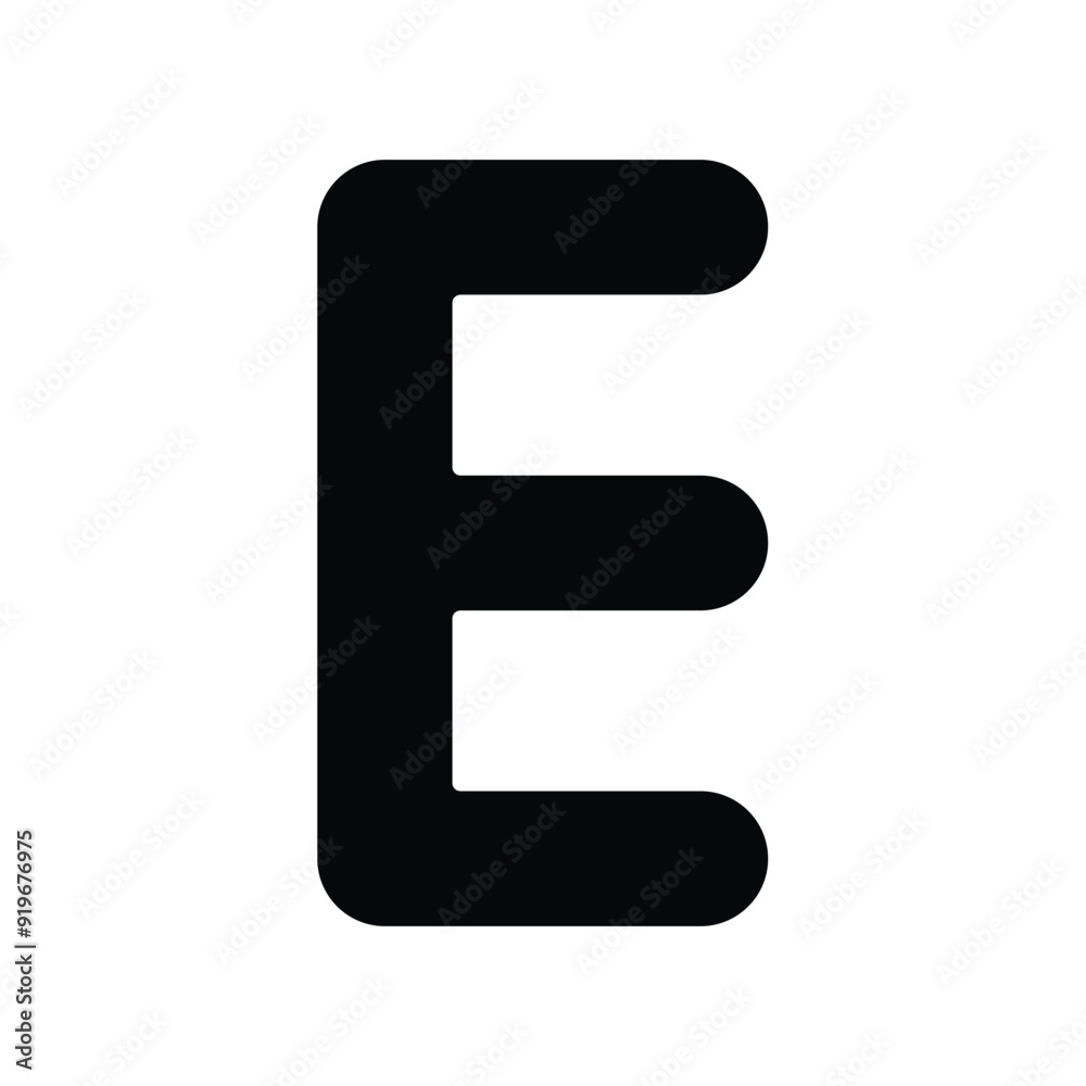 E icon glyph with white background vector stock illustration E icon glyph with white background vector stock illustration