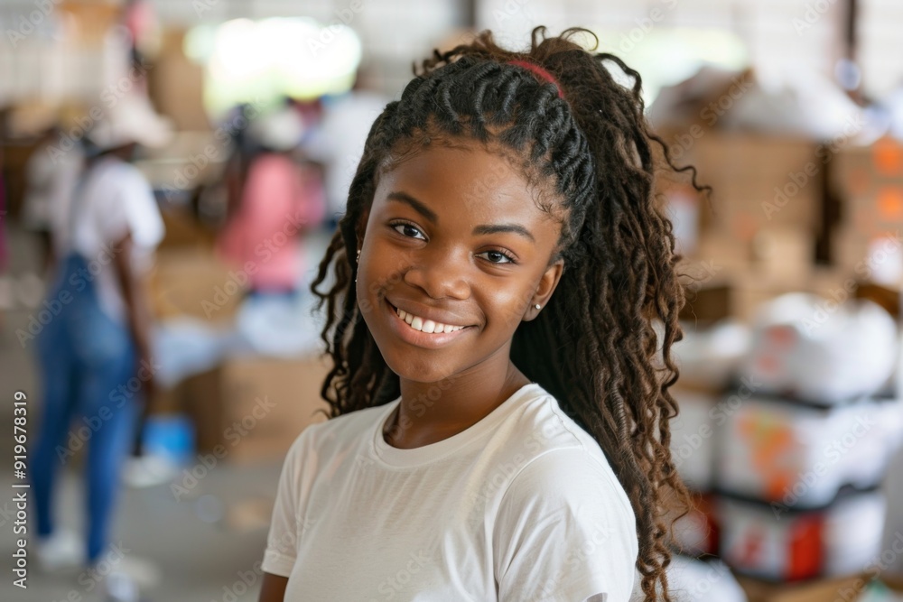 Portrait of a smiling young female volunteer at community center Portrait of a smiling young female volunteer at community center