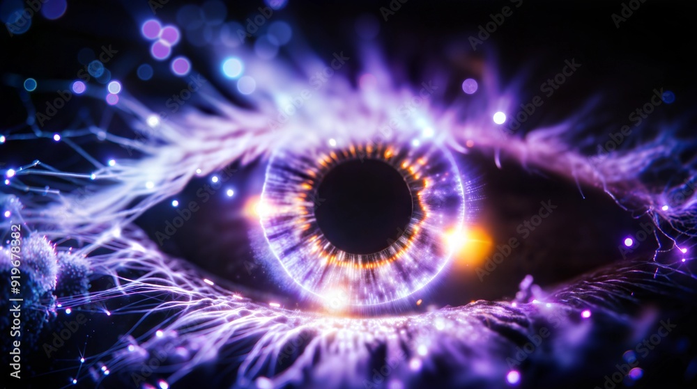 Cosmic eye with electric energy, futuristic visual for tech innovations or sci-fi themed presentations Cosmic eye with electric energy, futuristic visual for tech innovations or sci-fi themed presentations