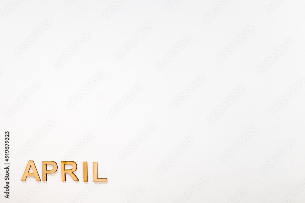 A white sheet with a blank space for an inscription and the name of the month A white sheet with a blank space for an inscription and the name of the month