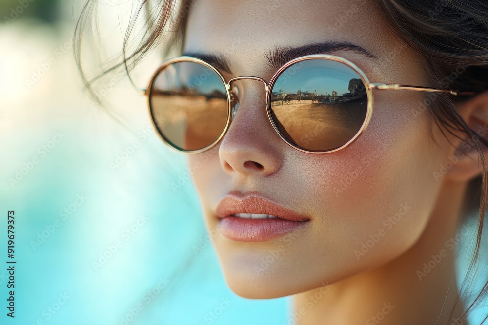 Beautiful woman wearing stylish sunglasses, Generative AI Beautiful woman wearing stylish sunglasses, Generative AI
