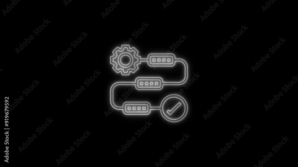 Iteration Icon - 4K Animated Design with Linear Symbol on Black Background
