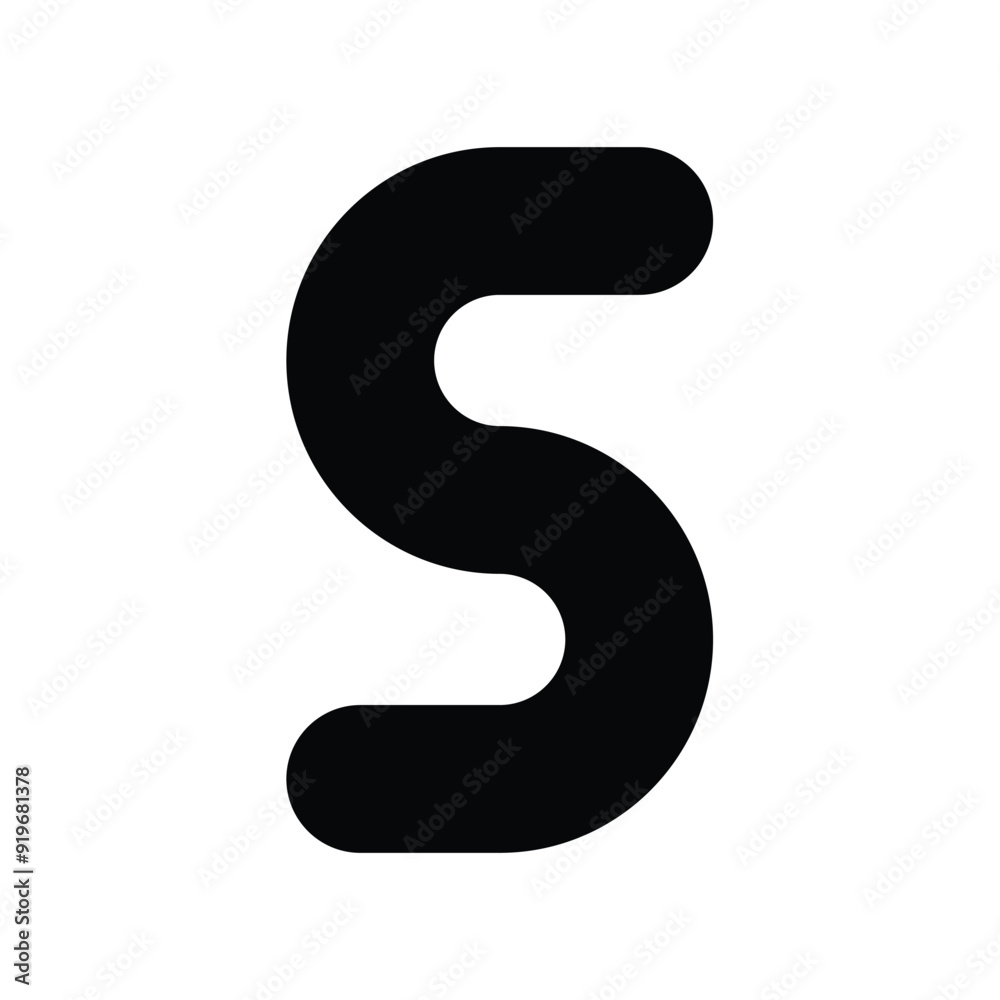 S icon glyph with white background vector stock illustration S icon glyph with white background vector stock illustration