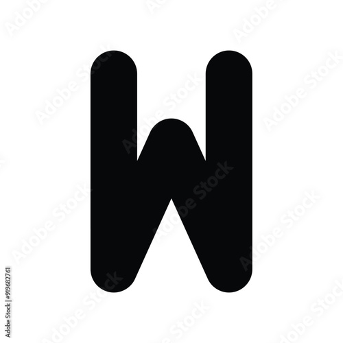 W icon glyph with white background vector stock illustration
