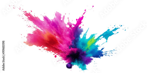 Bright colorful watercolor splash splatter stain brush strokes on white background. Modern vibrant aquarelle spot. Aquarelle explosion on white. Element. Vector watercolor illustration isolated design