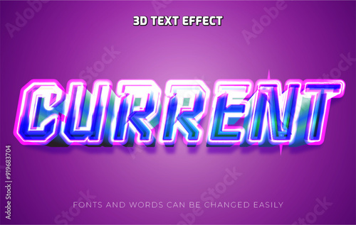 Current shock 3d editable text effect style