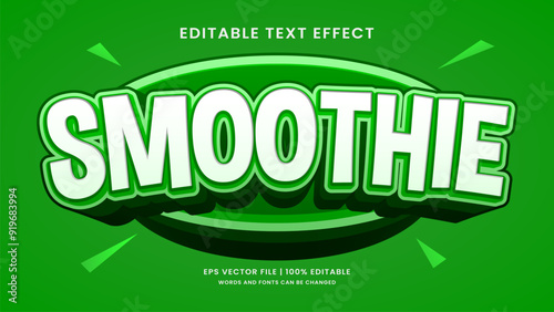 Green smoothie 3d editable text effect food style