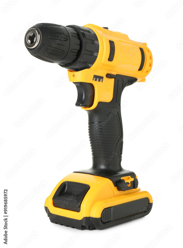 Modern cordless electric screwdriver isolated on white Modern cordless electric screwdriver isolated on white