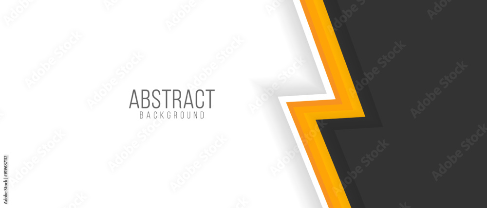 Abstract background with a sharp yellow and black geometric shape in white Abstract background with a sharp yellow and black geometric shape in white