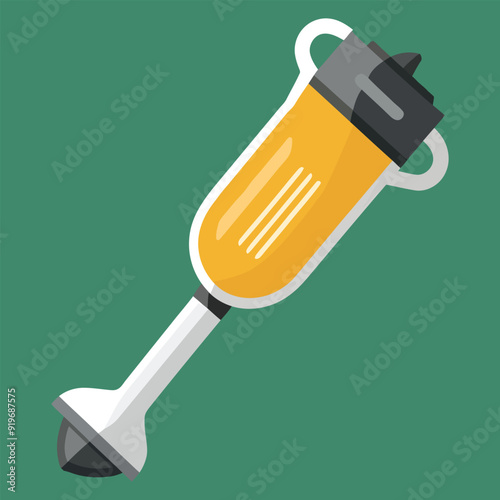 A flat vector illustration of immersion blender or hand mini blender isolated on white background