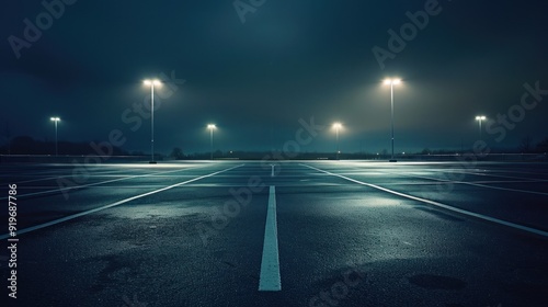 Empty Parking Lot at Night