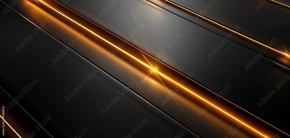 Abstract black background with glowing golden lines. Abstract black background with glowing golden lines.