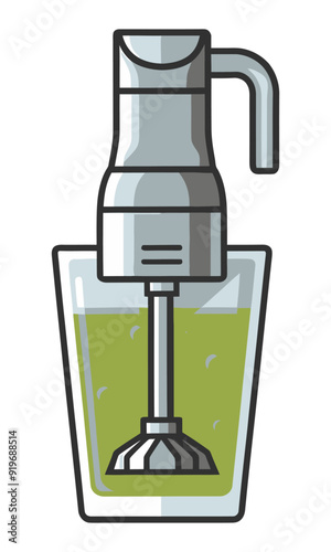 A flat vector illustration of immersion blender or hand mini blender isolated on white background
