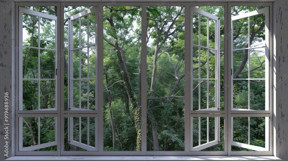 Window View of Lush Green Forest Window View of Lush Green Forest