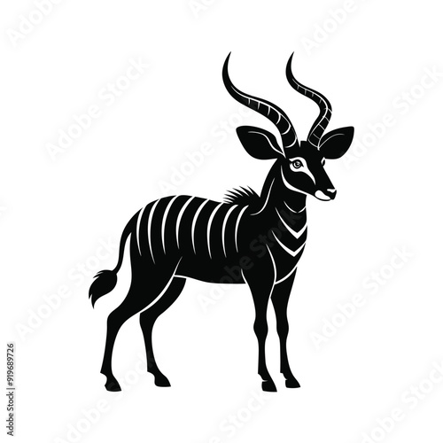 Silhouette impala animal full body black color, Stylish Gazelle Silhouette Premium Vector Art for Animal and Wildlife Themed Projects, Gazelle silhouette black antelope Ghazal vector