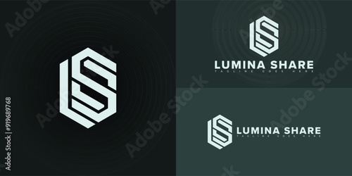 Abstract hexagon initial letter ST or TS in soft blue color isolated on multiple background colors. The logo is suitable for social media optimization service logo design inspiration templates.