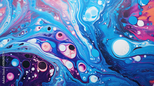 Wallpaper Mural Dynamic Swirls. Abstract Fluid Art Background. Abstract fluid art painting with a vibrant mix of colors. Mainly featuring shades of blue, purple, and white. Colorful Background. Torontodigital.ca