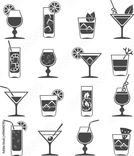 Cocktails and drinks icons