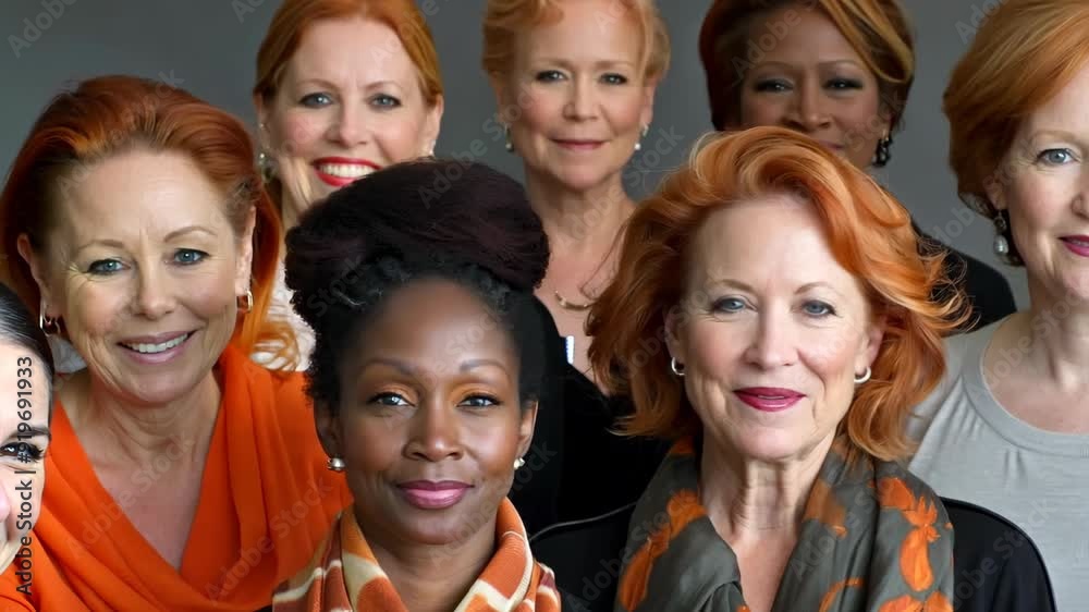 A captivating portrayal showcases a group of diverse red-haired women, celebrating individuality and beauty in an artistic and heartwarming setting A captivating portrayal showcases a group of diverse red-haired women, celebrating individuality and beauty in an artistic and heartwarming setting