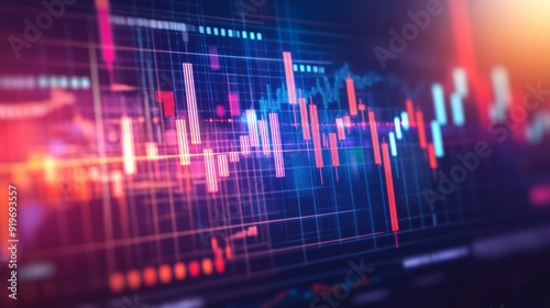 A modern stock exchange scene with numbers and charts (3D illustration)