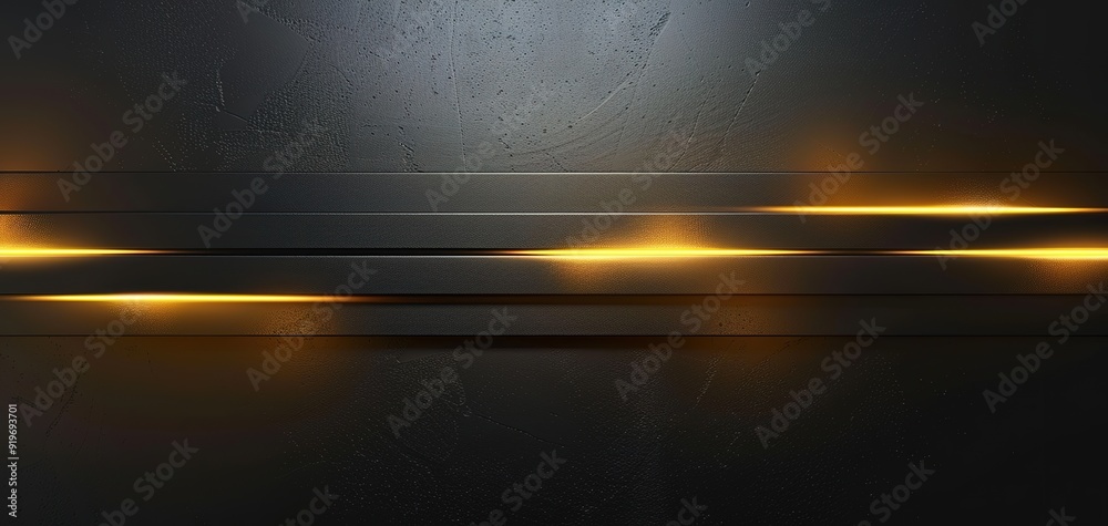 Abstract black background with glowing yellow lines. Abstract black background with glowing yellow lines.