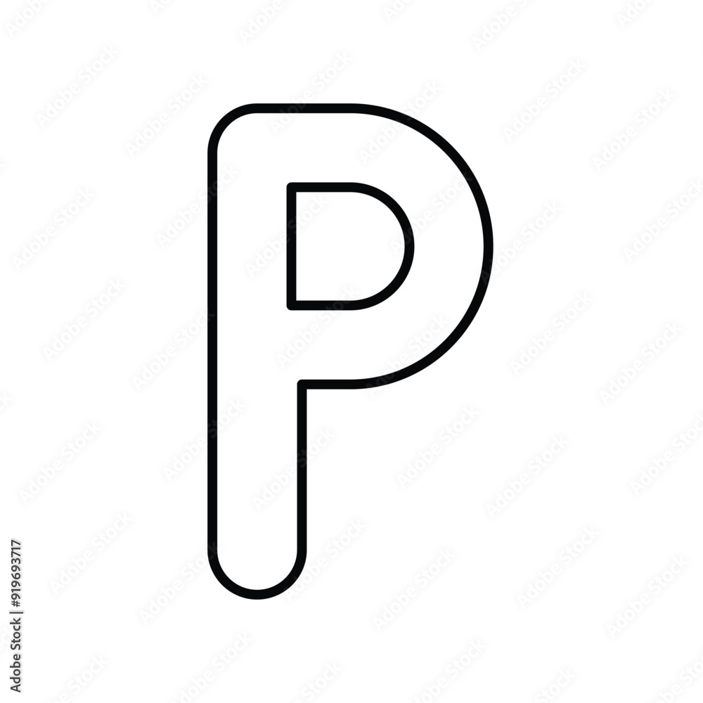 P icon line with white background vector stock illustration