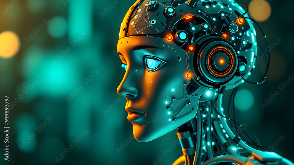 Future of artificial intelligence and technology illustration. Generative AI