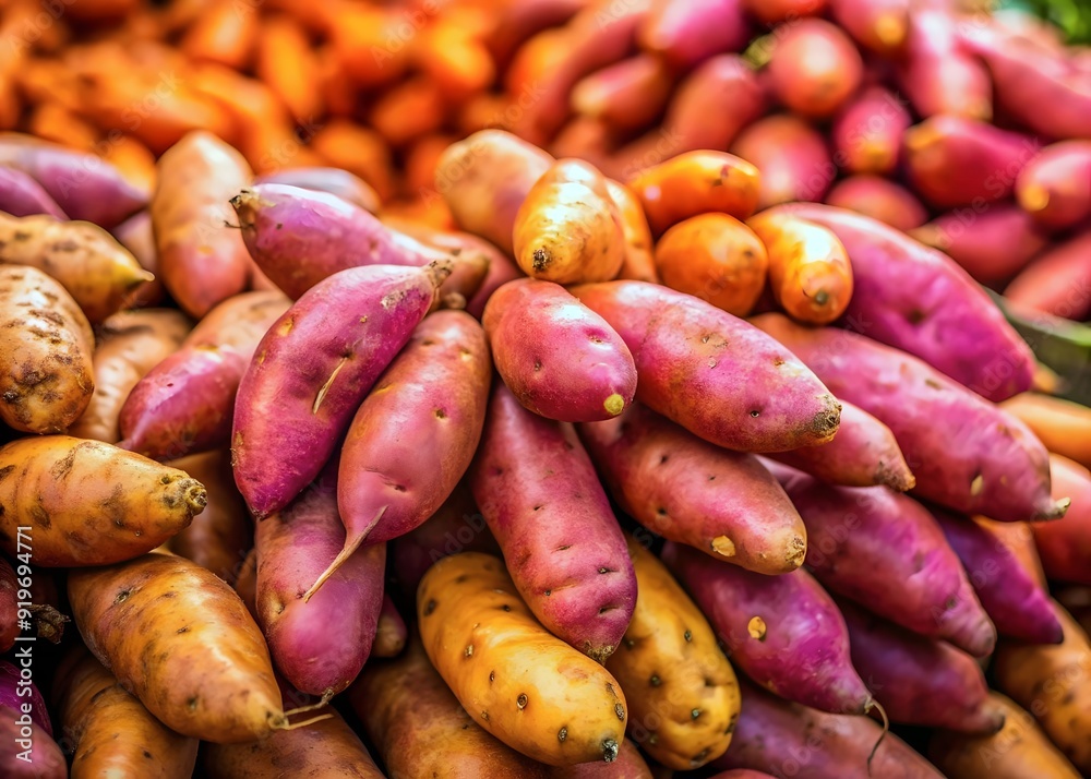 Vibrant Sweet Potatoes Fresh Organic Harvest Bounty Farmer Market Tasty Nutrient Rich Healthy Recipes Vibrant Sweet Potatoes Fresh Organic Harvest Bounty Farmer Market Tasty Nutrient Rich Healthy Recipes